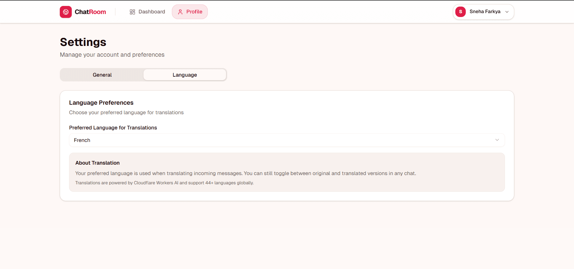 ChatRoom - real-time multilingual conversation space screenshot 2