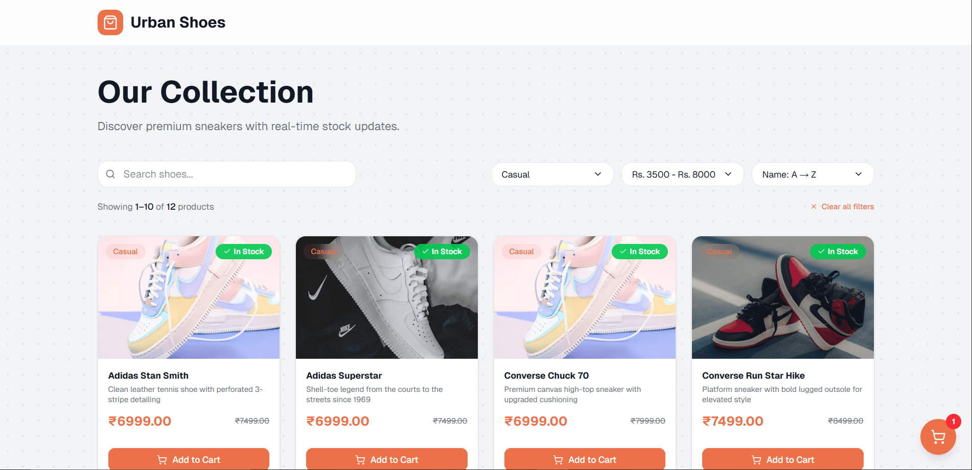 UrbanShoeShop - end-to-end e-commerce storefront screenshot 2