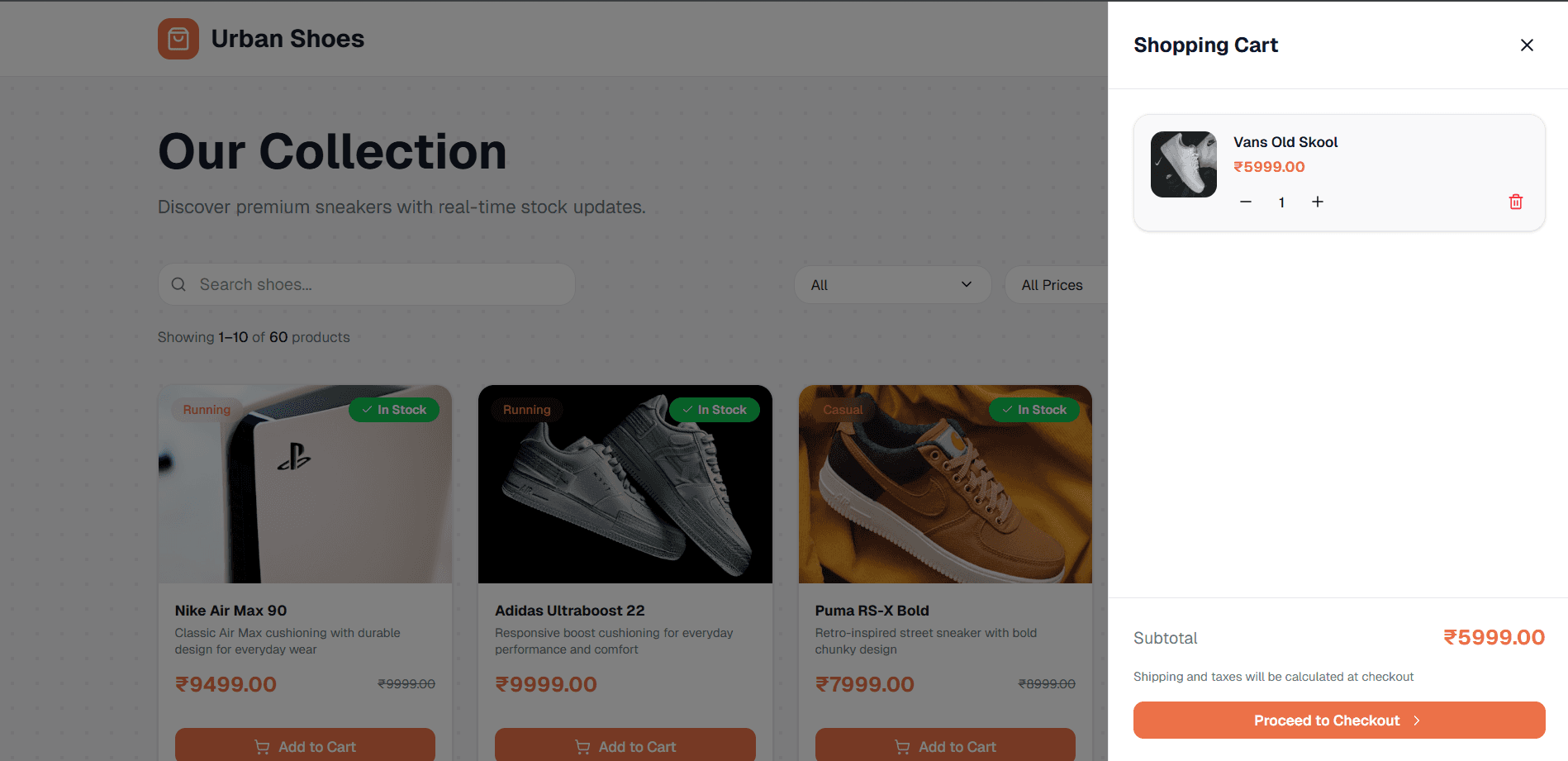 UrbanShoeShop - end-to-end e-commerce storefront screenshot 1